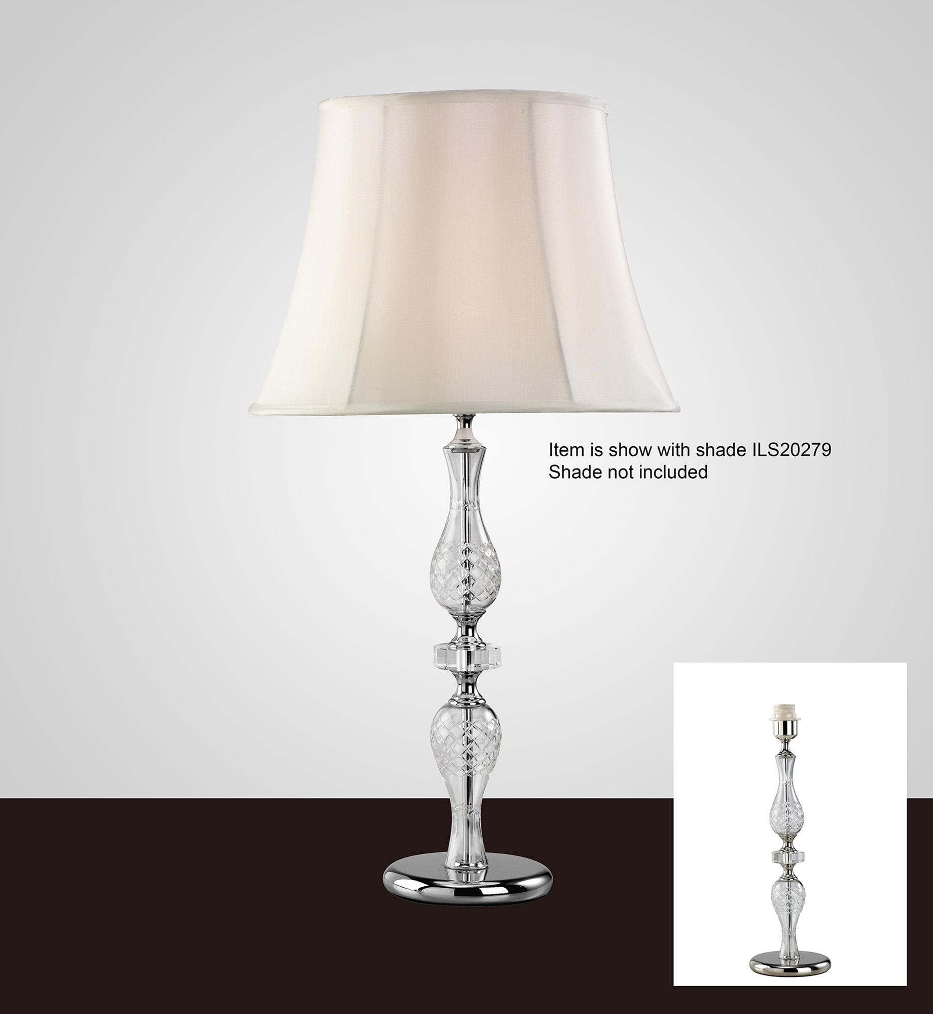 IL11024  Albas Crystal 49cm 1 Light Table Lamp Without Shade